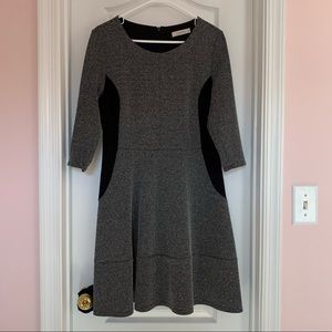 Oasis Black/Gray Textured Swing Dress